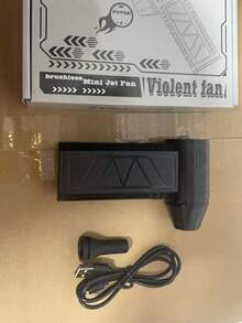 便携式暴力涡轮小风扇吹尘机，手持式，可用于除尘，吹雪，吹碳，烧烤，碳点火，户外点火，多功能户外使用，适用于电脑及配件，吹风机 - 黑色 - 查看 4