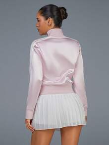 Fluxe 女式侧条纹长袖拉链休闲夹克 - 粉色 - 查看 2