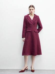 CUCCOO BIZCHIC 女士后跟系带蝴蝶结装饰洛丽塔风格高跟鞋，酒红色，适合圣诞节穿着 - 酒紅色 - 查看 6