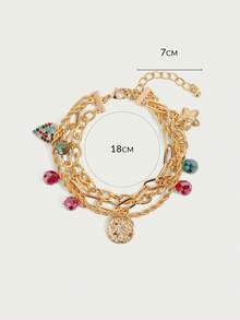 Glisma 18K金心形玻璃珠手链，服饰，哥特风，复古，串珠，西部风珠宝，金属质感，宝石，秋冬款，送给妈妈/女士/女孩/母亲，高档，复古，十字架 - 彩色 - 查看 6