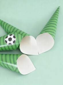 30 piezas de tarjetas con estilo de fútbol y 1 pieza de cinta adhesiva doble cara, cono de papel confeti DIY, cono de papel para galletas y caramelos, suministros de decoración para fiesta de cumpleaños con tema deportivo, bandeja no incluida - Multicolor - Ver 6