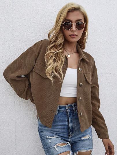 SHEIN LUNE Chaqueta casual de mujer de un solo botonadura, de unicolor, con hombros caídos y manga larga