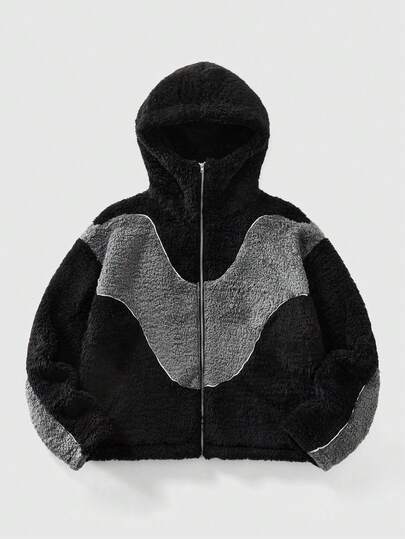 Street Life Chaqueta con capucha de hombre con parches y contraste de colores, corte holgado