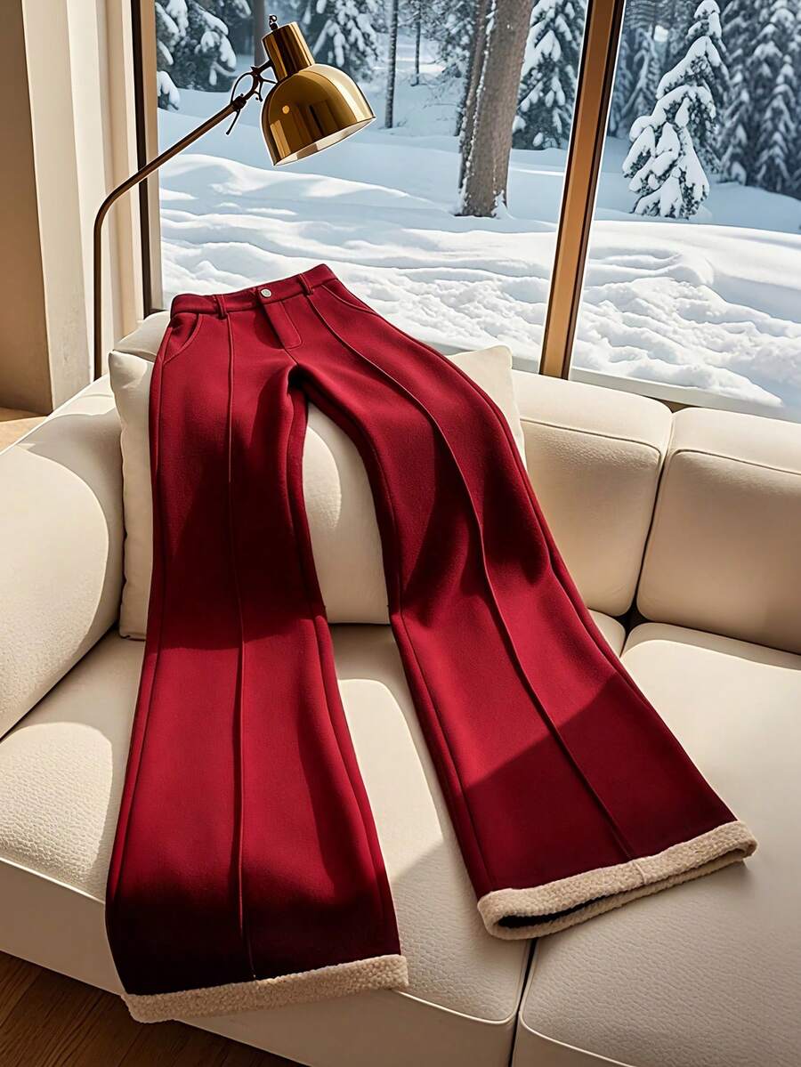 Franclia New Red Retro Versatile Casual Flared Pants For Women - Red - View 1