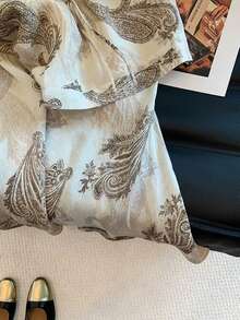 Airaco Chân váy đuôi cá buộc eo in họa tiết thanh lịch cho nữ - Màu be - Xem 3