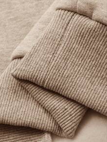 DAZY 男士卡其色连帽卫衣，保暖内衬，秋冬款