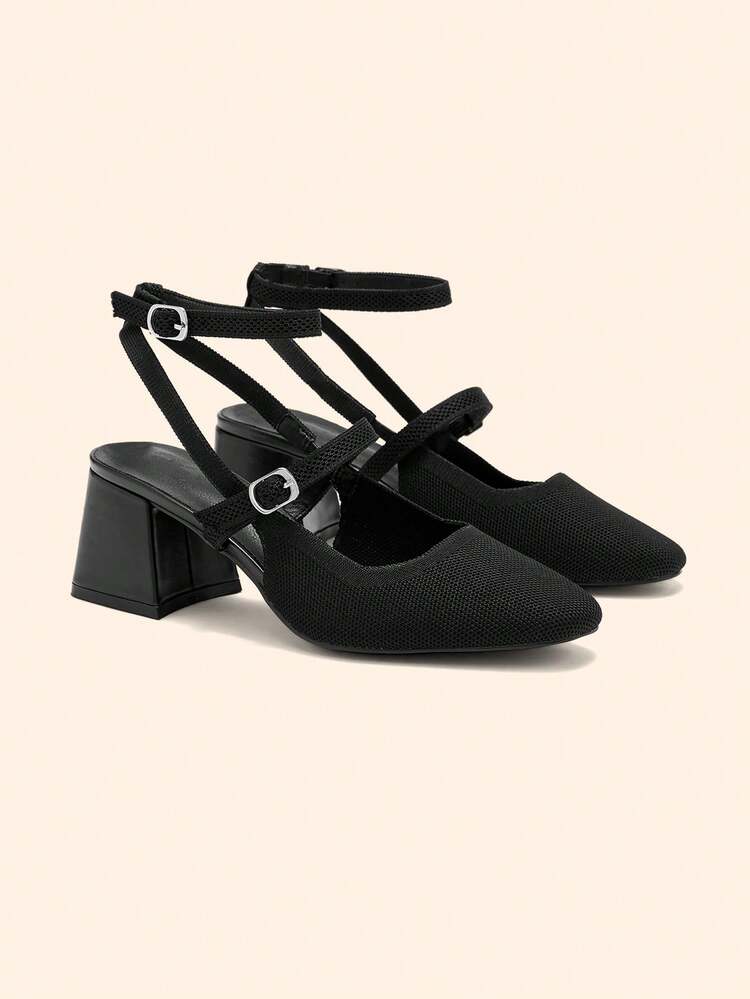 CUCCOO BASICS Women's Pointed Toe Buckle Design Casual Versatile High Heels