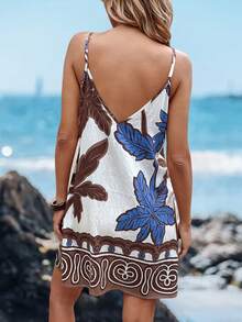 Sylviya Petite 女士无袖宽松印花迷你连衣裙，时尚夏季 - 彩色 - 查看 2