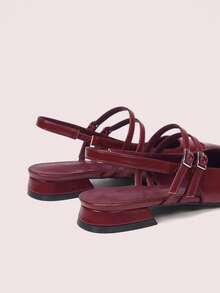 CUCCOO DOLLMOD Women Double Buckle Hollow Fashionable High Heels Spring Shoes Spring Break Easter For Christmas - Burgundy - View 8