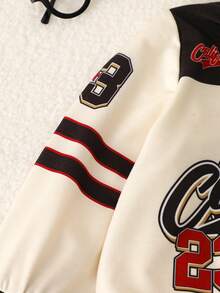 4-7岁男童休闲酷炫字母印花圆领长袖卫衣，适合外出和日常休闲穿着 - 彩色 - 查看 4