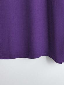 EMERY ROSE Plus Size Women's Solid Color Round Neck Batwing Short Sleeve Shirt And Wide Leg Pants Casual Loose 2 Piece Set - Purple - View 6