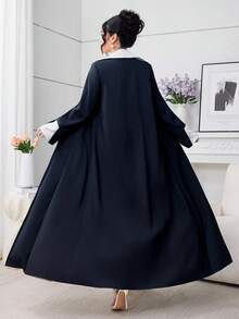 Al Najma 女士秋季二合一衬衫领多层长袍，适合日常穿着 - 彩色 - 查看 2