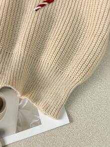 INAWLY 圣诞节畅销冬季新品 - 3D字母糖果图案针织毛衣 - 杏色 - 查看 4