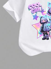 SHEIN ChillGRL 两件套休闲时尚女童春秋冬短袖连衣裙套装，酷炫卡通人物扎染印花设计，包含一件短袖圆领T恤和一条紫色工装裙，舒适的短袖圆领T恤搭配打底裤，适合春夏休闲、时尚街头风、户外野餐、上学、聚会等场合，也是馈赠佳品。 - 彩色 - 查看 7