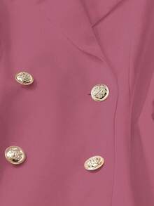 Franclia Áo khoác blazer nữ cổ bẻ tay bồng màu trơn cài hai hàng khuy thanh lịch - Hồng - Xem 4