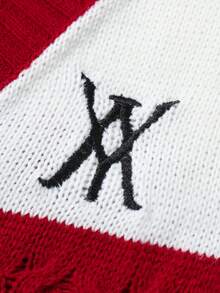 Manfinity Homme Men's Contrast Color Long Sleeve Single-Breasted Casual Knit Cardigan, Autumn/Winter - Red - View 4