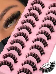 10 Pares de Cílios Encaracolados em D, Olhar Natural, Volume Volumoso, Esfumado, Reutilizável, Macio, Leve, Cílios Postiços Fáceis de Aplicar para Maquiagem de Cílios Dramática, Tiras de Cílios, Cílios, Cílios Postiços - Vários - Visão 6