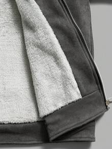 PAVTROS Men's Casual Turndown Collar Thermal-Lined Black Jacket With Small Logo Print, Retro Streetwear Style, Suitable For Autumn/Winter