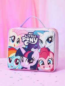 My Little Pony X SHEIN 1 Bolsa de almuerzo aislada con estampado de personaje de dibujos animados, dos formas de sujetar para mantener la comida caliente o fría, bolsa de picnic, gran capacidad, puede contener cajas de almuerzo y bebidas o frutas, adecuada para picnics, campamentos, viajes, uso familiar, adecuada para familias, estudiantes, Fluttershy, Rarity, Rainbow Dash, Twilight Sparkle, Pinkie Pie - Morado claro - Ver 2