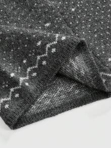 ROMWE 女士圣诞丝带系带可爱小鹿提花超低腰迷你毛衣裤 - 灰色 - 查看 5