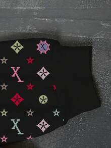 Manfinity Dauomo Standard Size Men's Autumn Letter & Pentagram Print Crew Neck Long Sleeve Sweatshirt - Black - View 4