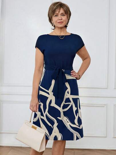 Miaspire Vestido casual de verano de mujer con estampado patchwork