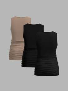 Modmama 3pcs Maternity Women's Solid Color Slimming Tank Tops, Casual & Simple, Perfect For Summer Maternity Tank Top Maternity Tops Tank Tops Women Nursing Tank Top Nursing Tops
