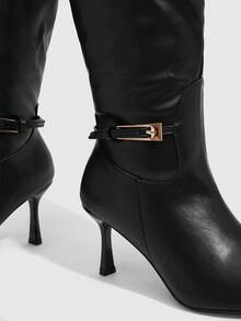 CUCCOO SZL Botas altas de moda versátiles y casuales, adecuadas para uso diario, otoño/invierno - Negro - Ver 6