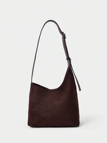 SHECARRY Bolso de mujer de un solo hombro con empalme curvo, color rojo vino - Café - Ver 7