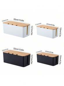 Große Kabelmanagementbox - Holzoptik Kabelorganizer und Abdeckung für TV-Kabel, Computer, USB-Hub und Steckdosenleiste unter dem Schreibtisch - ABS-Material - Verschiedenfarbig - Übersicht 4