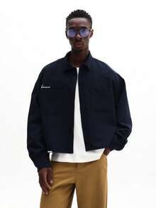 SUMWON 宽松长袖休闲衬衫，纽扣设计，宽松版型，适合工作场合穿着，纯色款 - 寶藍色 - 查看 5