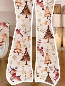 Young Girl Christmas Tree&Reindeer Print Casual T-Shirt&Flare Pants Set,Cute Fairy Tale Glitter Snowflake Summer Family Matching Minimalist Outfit - Multicolor - View 4