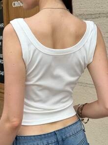 INAWLY Women Summer Simple Letter & Flag Printed Tank Top Graphic Tees Women Tops - White - View 2