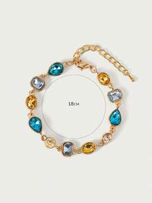 Glisma 18K金女士链式手链，西式珠宝，复古风格，宝石，服饰搭配，秋冬款，适合妈妈/女士/女孩/母亲，高档品质 - 藍色 - 查看 6