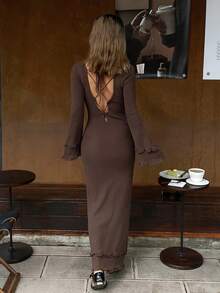 Livesso Rochie tip pulover cu volane, model toamnă/iarnă