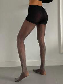 DAZY Women's Fashionable Sexy Semi-Sheer Bow Footless Tights