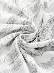 ROMWE J-Fashion Y2K Retro Millennium Babe Music Note Print Hooded 2 In 1 Short Sleeve Hoodie