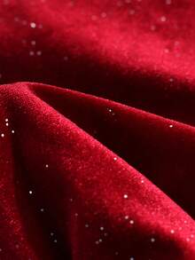 GlowEve Cute Non-Detachable Bowknot, Pearl Decor Round Neck Long Flare Sleeve Buttoned Front Blouse For Women, Suitable For Home, Commute, Outing, Party, Sparkling - Red - View 6