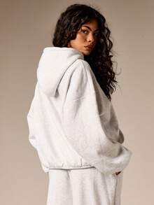 AiiRZ 宽松套头连帽衫，带抽绳和中央口袋，休闲舒适家居服 - 灰色 - 查看 2