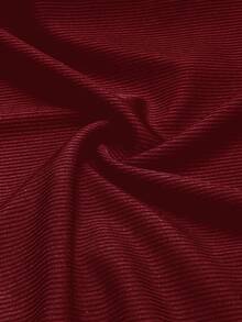 Sunspun V-Neck Button Front Embroidered Horse Logo Long Sleeve Slim Fit Waist Cinched Top, Versatile & Minimalist Design For Plus Size, Suitable For Commuting - Burgundy - View 8