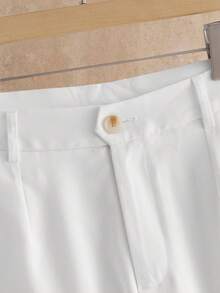 Manfinity VCAY Pantaloni casual versatili da uomo di colore solido, pantaloni bianchi eleganti, chino bianchi, jeans ampi bianchi, pantaloni in lino da uomo, slim fit - Bianco - Visualizzare 4