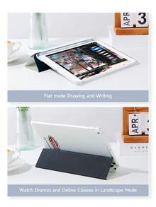 THE POWERPUFF GIRLS X SHEIN 1个可爱卡通毛茛图案简约透明软硅胶保护套，防摔，带折叠支架，是送给女孩和学生的完美礼物。兼容iPad 10代/iPad 7/8/9代（10.2英寸）/iPad Air 5/Air 4（10.9英寸），兼容三星Galaxy Tab S6 Lite（10.4英寸）。 - 彩色 - 查看 5