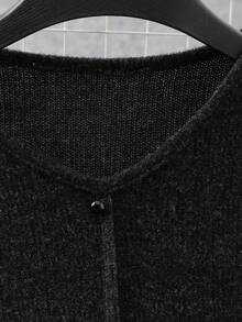 Franclia Women's Elegant Minimalist V-Neck Long Sleeve Ruffle Hem Fitted T-Shirt And High Waist Casual Flare Leg Knit Pants 2 Piece Set, Slimming - Black - View 8