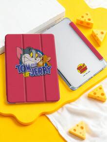 Tom and Jerry Artist x SHEIN 1个可爱创意卡通图案防震时尚平板电脑保护套。万圣节和圣诞节礼物，兼容iPad 10代/iPad 7/8/9代（10.2英寸）/iPad Air 5/Air 4（10.9英寸）。 - 彩色 - 查看 4