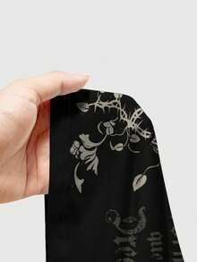 ROMWE Grunge Punk Spring/Summer Graphic Black Fall Women Skirts Back To School Gothic College Plaid Patchwork Mock 2 Pieces Women Long Sleeve Blouse - Black - View 5