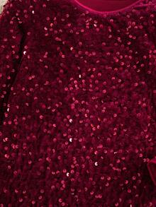 一件装可爱少女休闲简约优雅长袖连衣裙，裙摆饰有亮片和绒面缝线。适合生日派对、晚宴、演出、婚礼、洗礼和开幕式等场合。也适合日常穿着。适合母亲节/母女装。适合秋冬季节。 - 紅色 - 查看 7