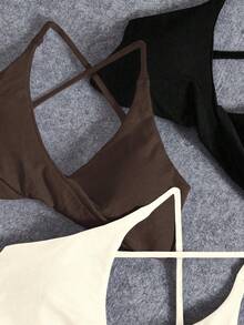 Yoga Basic Sostén de yoga sin costuras y sin espalda / Diseño con torsión frontal / Versátil para deportes y uso diario - Multicolor - Ver 4