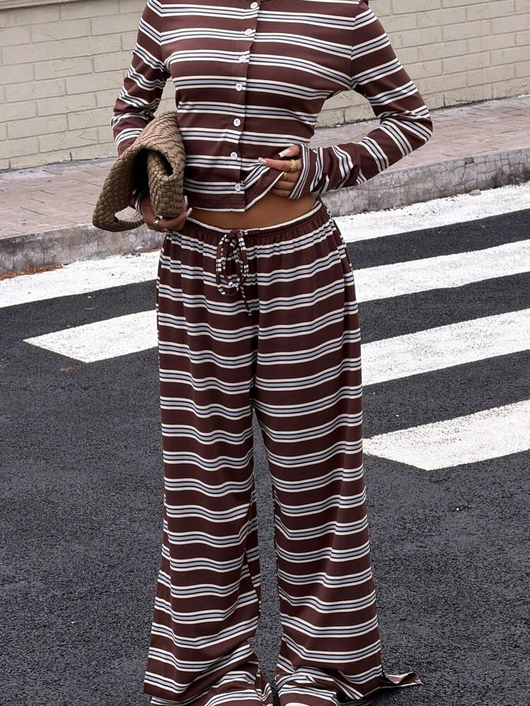 Muchica 彩色条纹针织女装套装 - 彩色 - 查看 3