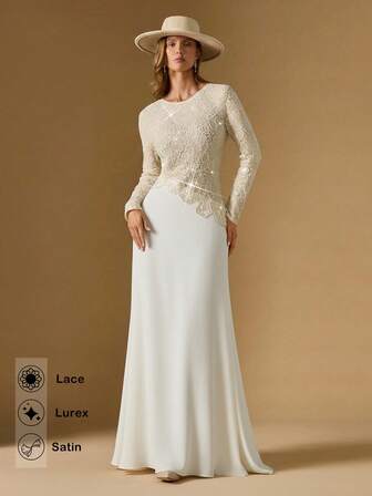 Briarwyn Elegant festklänning med paljett- och satinmönster för kvinnor