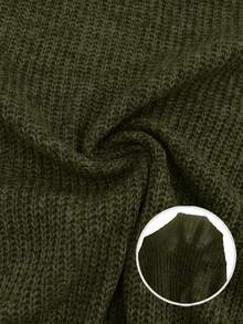 Calvaya Suéter largo de mujer de unicolor con cuello redondo, hombros caídos, manga larga y bajo con abertura, para otoño/invierno